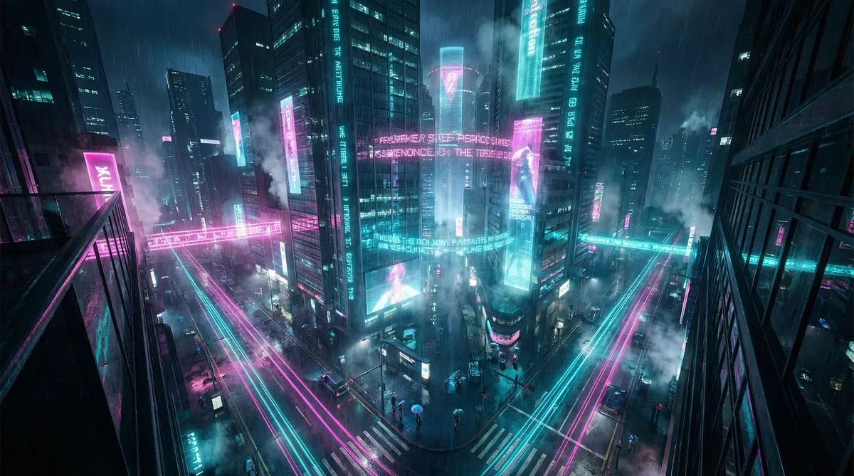 综合伊人久久在 竖屏短剧平台首页背景 - 赛博朋克都市夜景